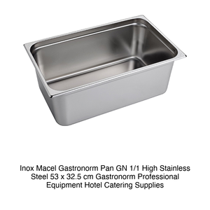 Recipiente para Alimentos GN 1/1 de Acero Inoxidable 18/10, 53 × 32.5 × 20 h cm, 2012 g, Inox Inox Macel - Product Image 2
