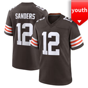 Yeni toptan amerikan futbolu gençlik forması Cleveland dikişli Jersey 12 # Shedeur Sanders yüksek kalite artı boyutu kısa çocuk - Product Image 5