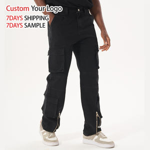 Wholesale High Quality <b>Light</b> Mid Casual Fashion Denim Jeans Pants Vintage Streetwear Black Custom Designer <b>Trouser</b> Baggy Cargo - Product Image 2