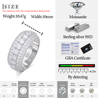 Bague Bande Diamant Couverte de Moissanite VVS Pavée en Argent Sterling 925, Style Hip Hop, Cadeau de Mariage et de Fiançailles pour Homme