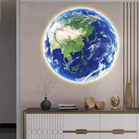 Lune Terre Ronde LED Peinture Salon Couloir Suspendu Peinture Lit Principal Tête Fond Mur Art Décor À La Maison Peinture