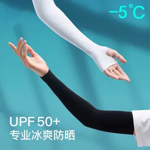 Seda de gelo Mangas Compridas Anti-Sunburn Braço Cover Homens Mulheres Cuff Verão Novo Fresco Mão Mangas Anti-UV Ciclismo Braço Manga Fingerless