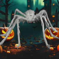 Décoration d'extérieur d'Halloween transfrontalière : Grande araignée réaliste en peluche grise effrayante, idéale pour les fêtes et les adolescents