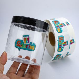 Autocollants adhésifs découpés sur mesure Sukariya, imperméables, écologiques, réutilisables, en rouleau PET pour contenants alimentaires, forme irrégulière - Product Image 1