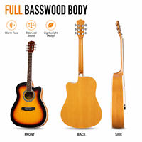 Guitare acoustique électrique 41 pouces en tilleul avec égaliseur LC-5 et micro, fabrication OEM