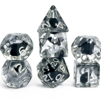 Jeu de dés en résine corail noir, dés polyédriques transparents foncés pour D&D, dés de jeu de rôle pour jeux de table TTRPG