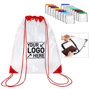 Custom Printed Logo Clear <b>Drawstring</b> Backpack Stadium Approved Transparent String Cinch <b>Bag</b> for Gym Concerts Clear Stadium <b>Bag</b> - Product Image 3
