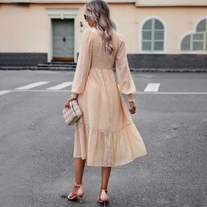 Abiti da Donna 2026: Eleganti Vestiti Lunghi da Donna con Maniche Lunghe, Scollo a V e Motivo a <span class=keywords><strong>Pois</strong></span>, Abito Casual - Product Image 2