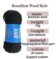 Cheveux en laine brésilienne, fibre synthétique, tressage, teinture chimique