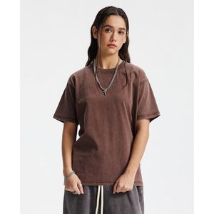 T-shirt en coton surdimensionné pour homme FOXA, manches courtes, coupe ample, t-shirt basique unisexe, aspect délavé, tissu jersey - Product Image 2