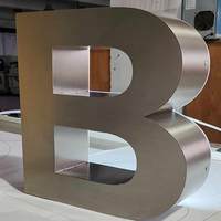 Lettres en acier inoxydable poli miroir 3D en gros, sans LED, sans rétroéclairage, pour enseignes publicitaires, devantures de magasins et concessionnaires automobiles