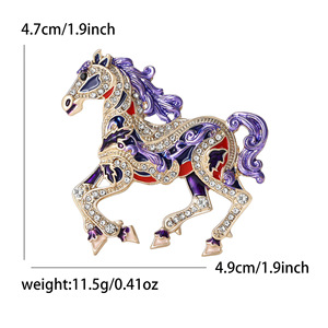 Bros Pin Tahun Kuda 2026 dari Paduan Logam Tahan Lama, Feng Shui, Pembawa Keberuntungan, Zodiak Cina, untuk Pria dan Wanita, Hadiah Perhiasan Tahun Baru - Product Image 5