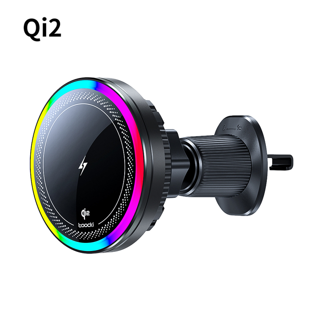 Toocki Innovative Low-Temperature 15W Qi2 Car Charger with Compact Step Design and Silent Fan for Secure Magnetic Charging
