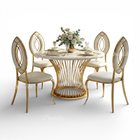 Chaises de salle à manger élégantes et durables en acier inoxydable avec revêtement en cuir PU pour hôtels, banquets et événements de mariage (vente en gros)