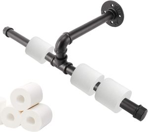 Estante para ropa de tubería Industrial montado en la pared, estante colgante para toallas de Metal DE ESTADO rústico, barra en T desmontable, estante colgante para ropa de hierro negro - Product Image 4