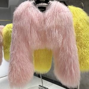 Tendenze Moda 2025 <span class=keywords><strong>Cappotto</strong></span> Invernale Corto in Pelliccia Gialla di Mongolia Pellicce di Pecora da <span class=keywords><strong>Donna</strong></span> - Product Image 2