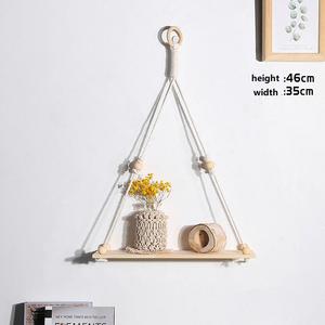 Corde en bois suspendue étagère flottante ferme Style rustique <span class=keywords><strong>macramé</strong></span> tenture murale - Product Image 2