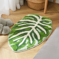 Tapis de sol absorbant antidérapant doux en forme de feuille en polyester épaissi pour la décoration intérieure