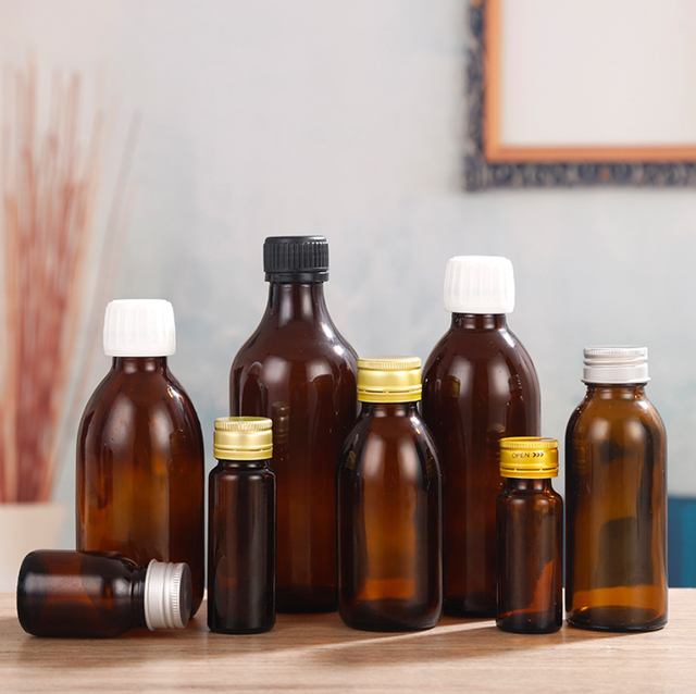 Oral Liquid Amber Unique Shape Glass Bottle Coffee Cough Syrup Dispenser Glass Bottle Maple Syrup Bottles Custom With Labels
