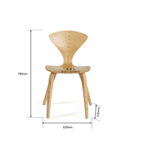 Tabouret de comptoir en bois massif normand moderne avec contreplaqué incurvé moulé pour tables à l'école, à l'hôpital ou au salon