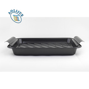 Forno grande piatto profondo vassoio per arrostire la carne due pezzi in acciaio al carbonio utensili da cucina Grill/<span class=keywords><strong>teglia</strong></span> da forno <span class=keywords><strong>teglia</strong></span> antiaderente <span class=keywords><strong>con</strong></span> Set di Rack - Product Image 3