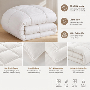 Nouvelle arrivée : <span class=keywords><strong>Couette</strong></span> <span class=keywords><strong>de</strong></span> luxe toutes saisons avec insert 100% coton rayé et garnissage en polyester, pour la maison et l'hôtel - Product Image 3