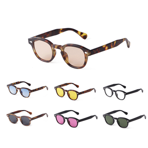 Vintage Rivet Tortoiseshell Round <strong>Sunglasses</strong> <strong>Women</strong> Men 2024 Brand Design Retro Yellow <strong>Blue</strong> Len Small Sun Glasses - Product Image 1