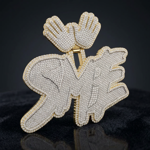 Colgante de Moissanita Personalizado con Forma de Cubo de Hielo, Chapado en Oro, Plata, Letra Redonda, Corte Brillante, Joyería Hip Hop - Product Image 3