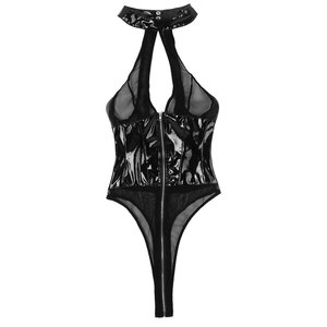 Femmes <span class=keywords><strong>en</strong></span> <span class=keywords><strong>cuir</strong></span> licou body sans manches femmes sous-vêtements Sexy fermeture éclair Lingerie body maille transparente <span class=keywords><strong>cuir</strong></span> Lingerie - Product Image 3