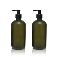 Bouteille de pompe de lotion de lavage de main en verre vert mat 500ml bouteille de shampooing liquide vide