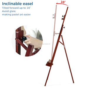 <span class=keywords><strong>Chevalet</strong></span> de <span class=keywords><strong>peintre</strong></span> en noyer réglable en <span class=keywords><strong>bois</strong></span> de hêtre massif, <span class=keywords><strong>chevalet</strong></span> d'atelier pour adultes avec porte-pinceaux, supporte des toiles jusqu'à 48 pouces - Product Image 3