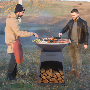 Wood Burning Fireplace Outdoor BBQ Stove Multifunctional Windproof Rustproof Firepit With Cooking Grate Log Grate Tongs - Product Image 1