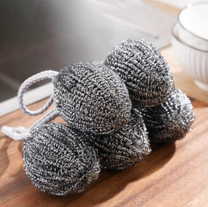 Brosse de nettoyage de vaisselle bon marché en acier inoxydable épurateurs de cuisine épurateur de fil de pot récureur boule de nettoyage nettoyage - Product Image 1