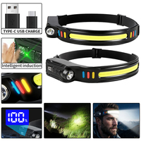 Lampes frontales rechargeables multifonctionnelles XPE+COB, lampe frontale de haute qualité avec affichage numérique et capteur pour le camping en plein air