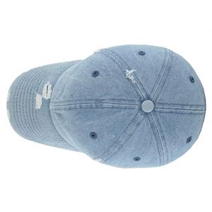 Casquette de baseball en denim de coton uni, personnalisable avec broderie de votre logo, effet délavé et vieilli, style Dad Hat, vente en gros - Product Image 2