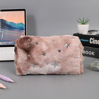 Sac de Cosmétiques Personnalisé en Peluche Grande Demi-Lune avec Fermeture Éclair, Doux, avec Logo Personnalisé et Paillettes, pour Rangement de Maquillage