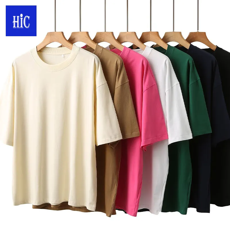 HIC High Quality 230g Heavyweight Oversized T-Shirt 100% Cotton Round Neck Short Sleeve Unisex Blank t shirt