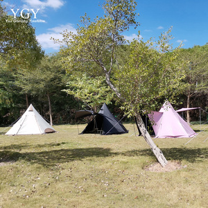 YGY 4季4人帐篷150D牛津黑PU涂层5000毫米 + 防水热炉千斤顶双层一卧室Tipi野营 - Product Image 6