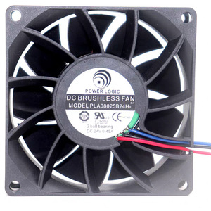 Ventilateur sans balais Power Logic DC 80x80x25mm 24V 0.45A 3 fils PWM pour refroidissement - Product Image 2