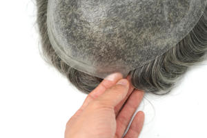 Prótesis Capilar de Encaje PU para Hombre, Cabello Humano Remy Indio 100% Virgen, Liso y Ondulado, con Base de Seda de Color Personalizado, Doble Nudo, 120% de Densidad - Product Image 5