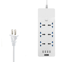 Bande d'alimentation d'extension 6 prises 4 ports USB a pour téléphone tablette cordon de prise de charge 2M prise plate pour bureau à domicile