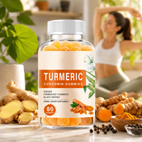 Gummies de Curcuma, Curcumine, Gingembre et Poivre Noir pour le Soutien Articulaire et Immunitaire, Complément Alimentaire Beauté pour Adultes, 80 Bonbons à Croquer