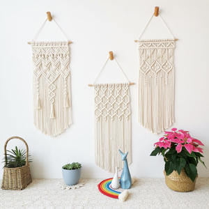 Tenture murale en macramé Tissé Boho <span class=keywords><strong>Chic</strong></span> Décoration murale Couleur Beige Naturel Boho Macramé Tenture murale Bohème Tapisserie - Product Image 2