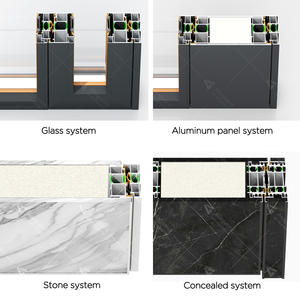 <span class=keywords><strong>Porte</strong></span> d'entrée en acier aluminium de villa de luxe avec écran en fibre de verre, design minimaliste, système pivotant - Product Image 6