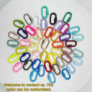 ตะขอเกี่ยวแบบสกรูรูปไข่เคลือบสีสันสดใส ตัวล็อคแบบสปริงโลหะ สำหรับงาน DIY เครื่องประดับ กระเป๋าถือ อุปกรณ์เสริม ขายส่ง ขนาด 37x22 มม. - Product Image 3