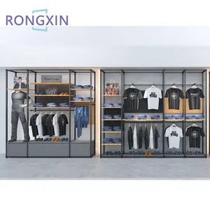 Benutzer definierte moderne Stil Design Kleidung Einzelhandel geschäft Boden montiert schwarz Eisen Kleidung Display Rack zum Verkauf