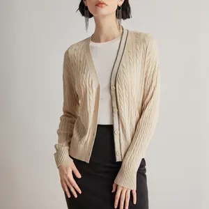 Women's Knitwear Linen Garment Silk Sweater Cardigans for Ladies Luxury Brand Clothing Wholesale supplier