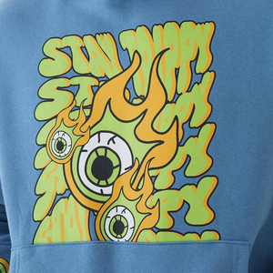 Conjunto de Sudadera con Capucha Azul para Hombre, Corte Holgado, Forro Polar, Estampado de Dibujos Animados, Ropa Deportiva con Bolsillo, para Otoño - Product Image 4
