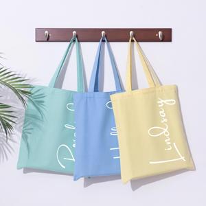 Sac fourre-tout en coton biologique avec logo personnalisé, toile écologique avec longue poignée, recyclable et motif de lettres coloré - Product Image 1