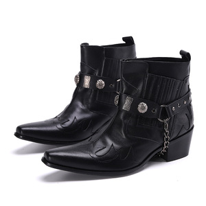 <span class=keywords><strong>Botas</strong></span> de Cuero de Media Caña Estilo Punk para <span class=keywords><strong>Hombre</strong></span> con Cierre de <span class=keywords><strong>Cremallera</strong></span> Lateral y Suela de Goma para Otoño/Invierno - Product Image 5